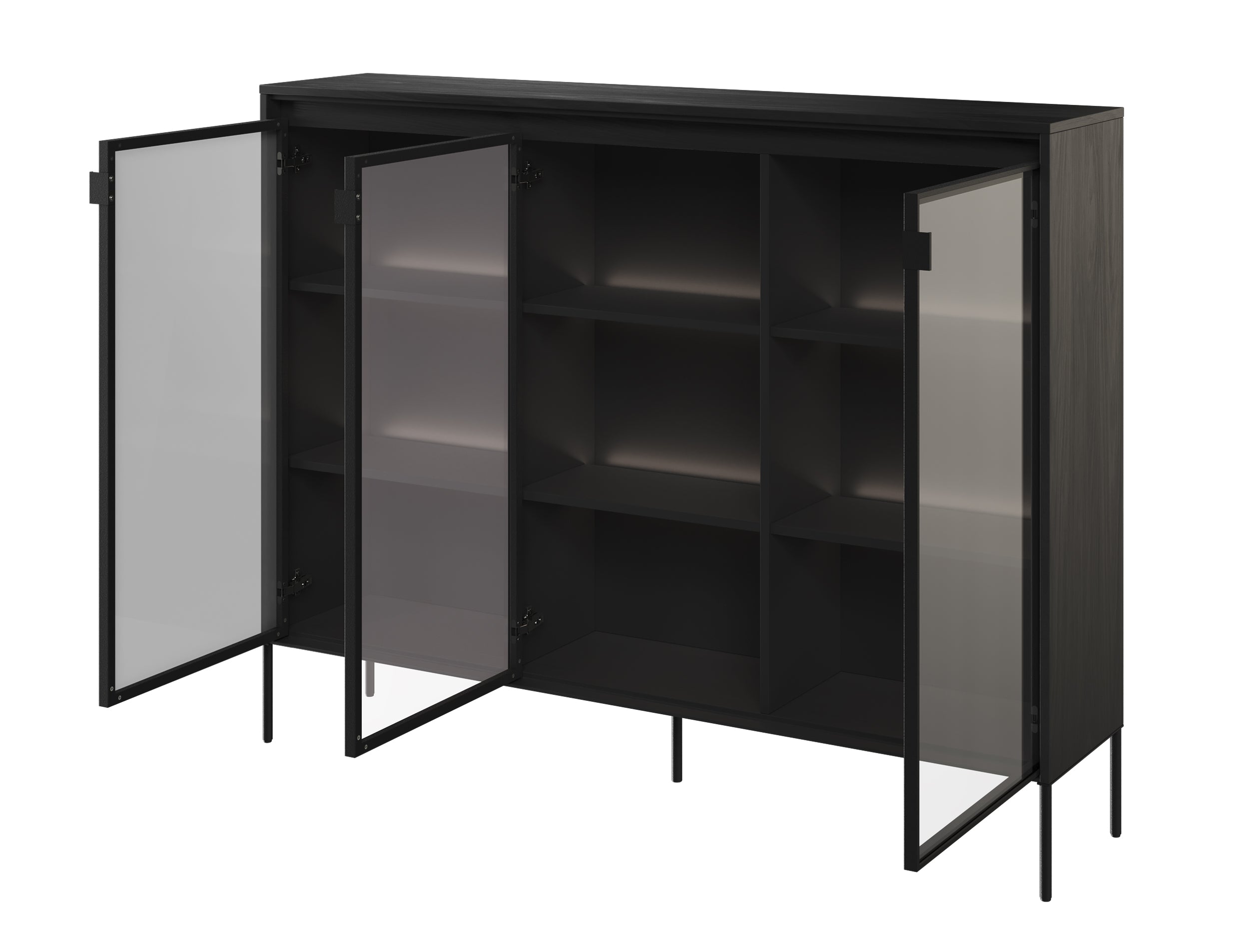 Drehtürenschrank Trend 150 cm mit LED Schwarz