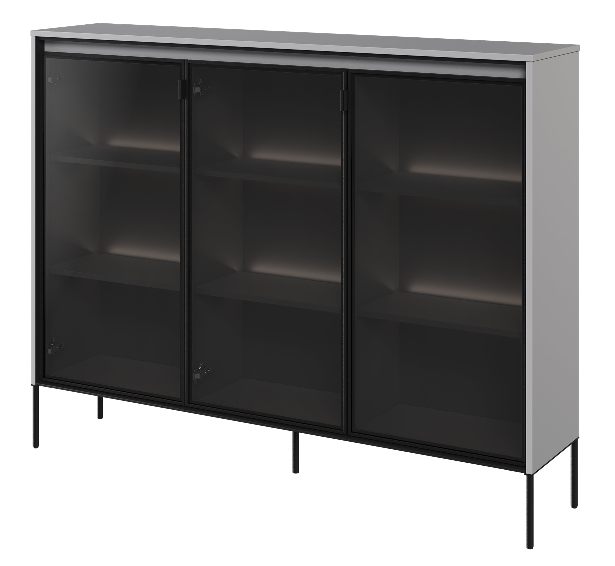 Drehtürenschrank Trend 150 cm mit LED Grau