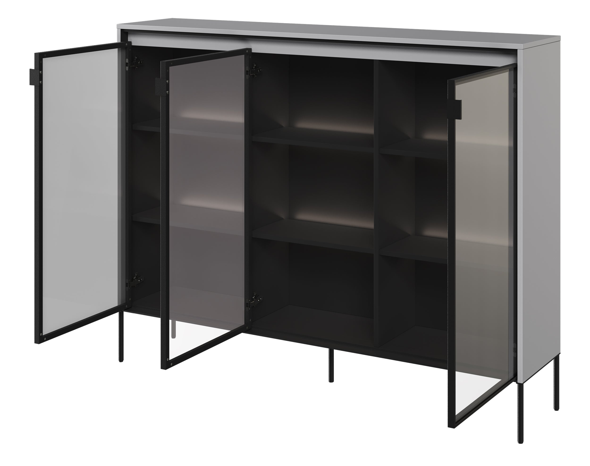Drehtürenschrank Trend 150 cm mit LED Grau