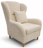 Ohrensessel Teddlo beige Chenille mit Buchenholzbeinen