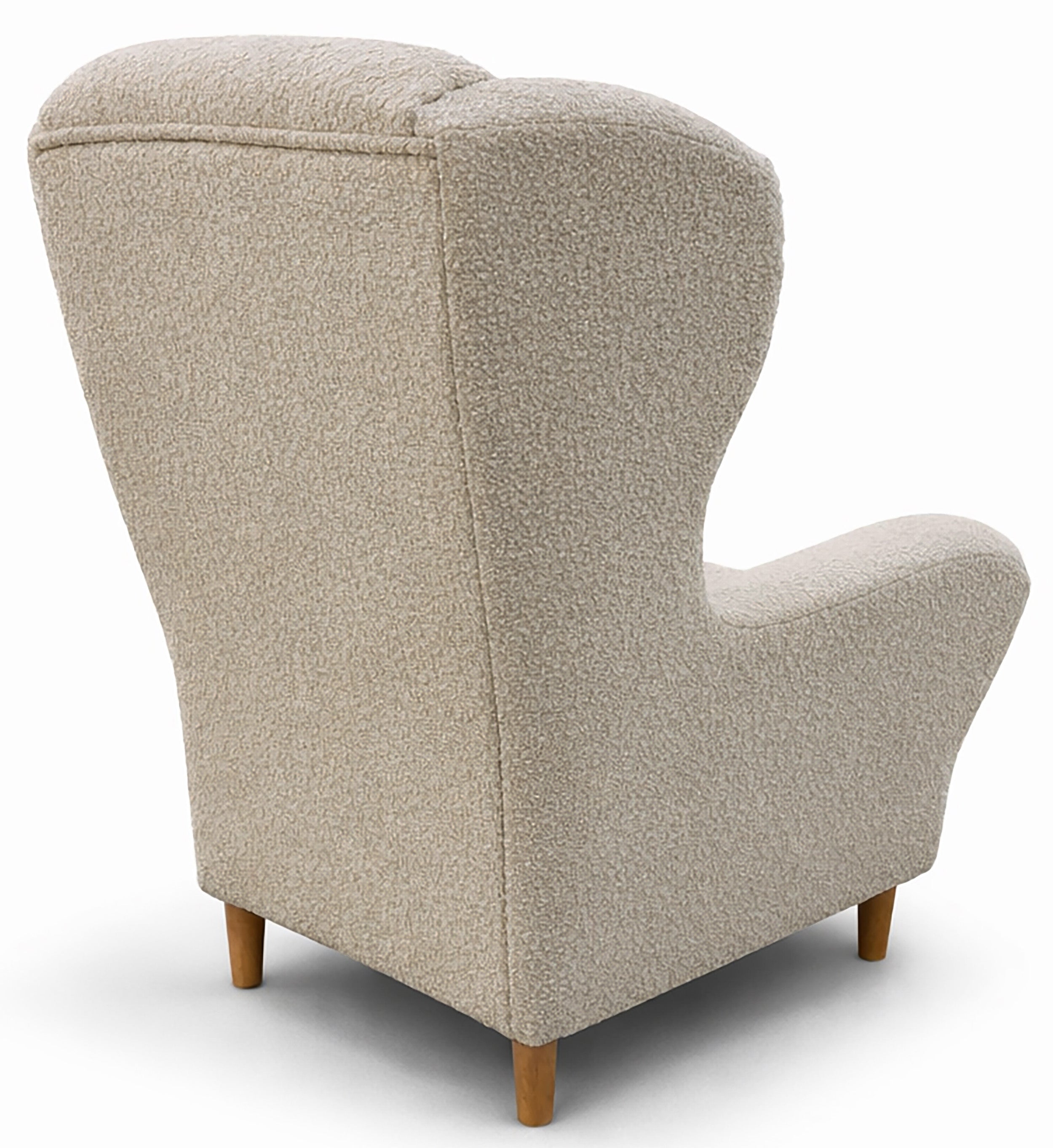 Ohrensessel Teddlo beige Chenille mit Buchenholzbeinen