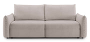 Dreisitziges ausklappbares Sofa Theolla mit Stauraum, hellbeiger Chenillestoff
