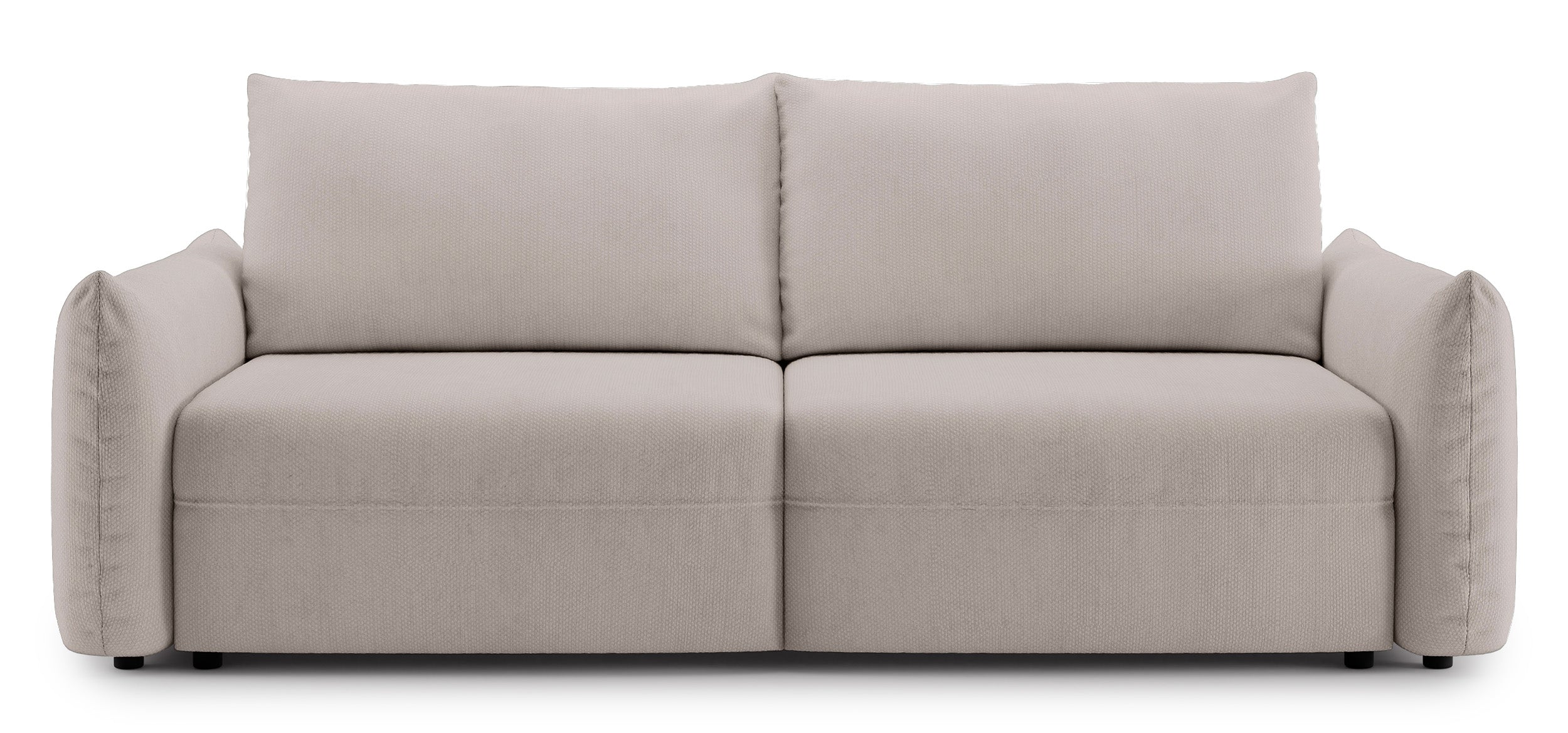 Dreisitziges ausklappbares Sofa Theolla mit Stauraum, hellbeiger Chenillestoff