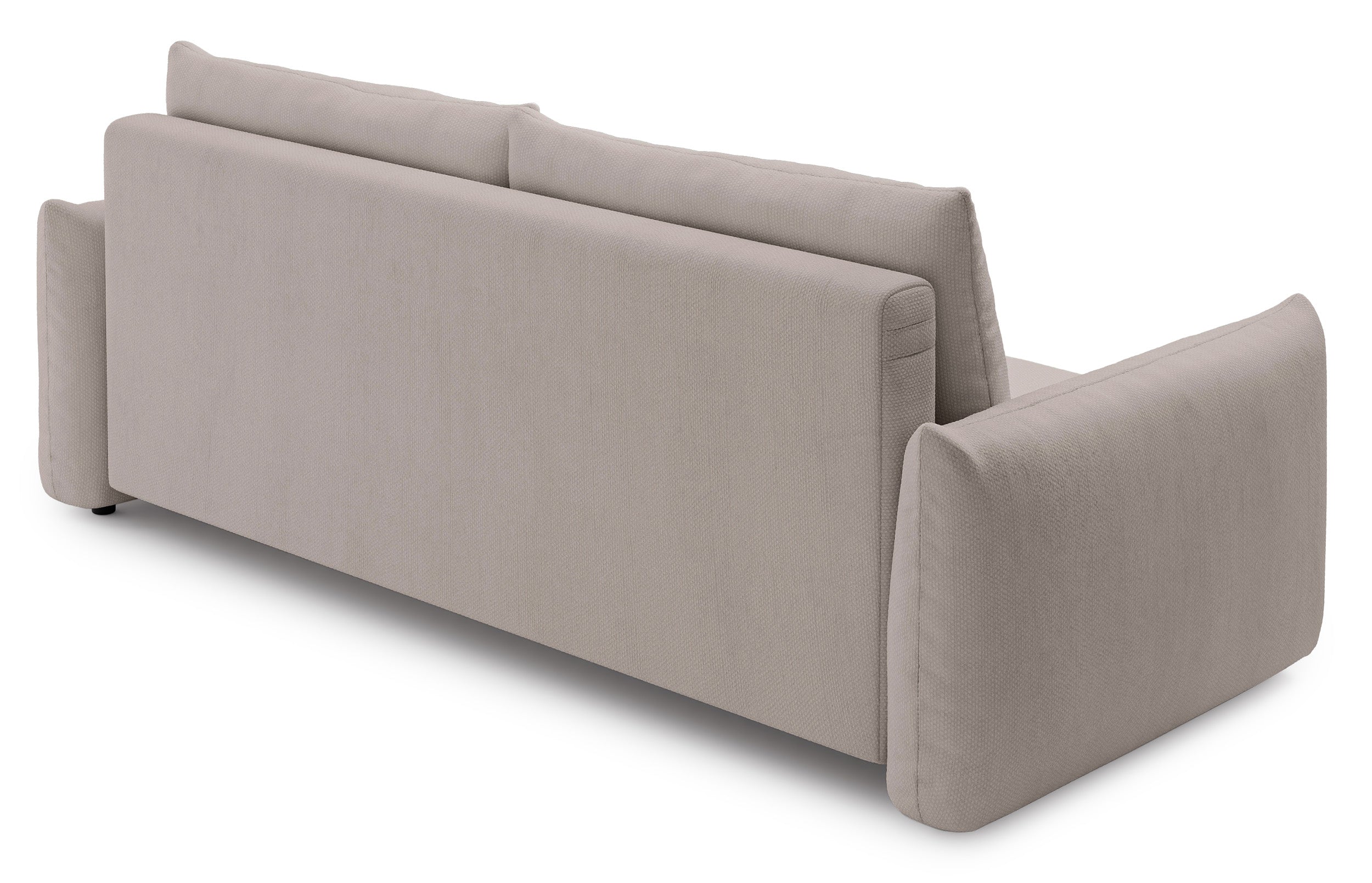 Dreisitziges ausklappbares Sofa Theolla mit Stauraum, hellbeiger Chenillestoff