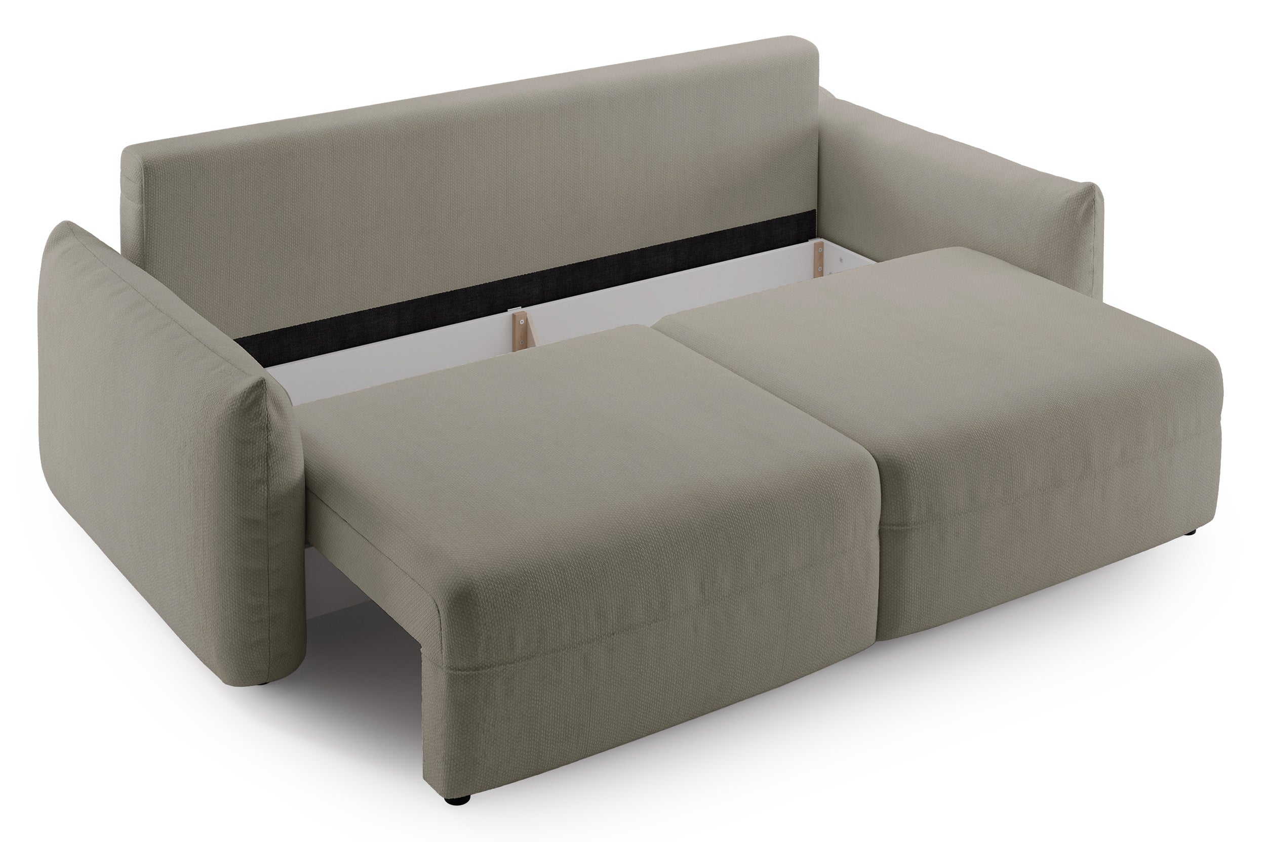 Dreisitziges ausklappbares Sofa Theolla mit Stauraum, beige Chenille