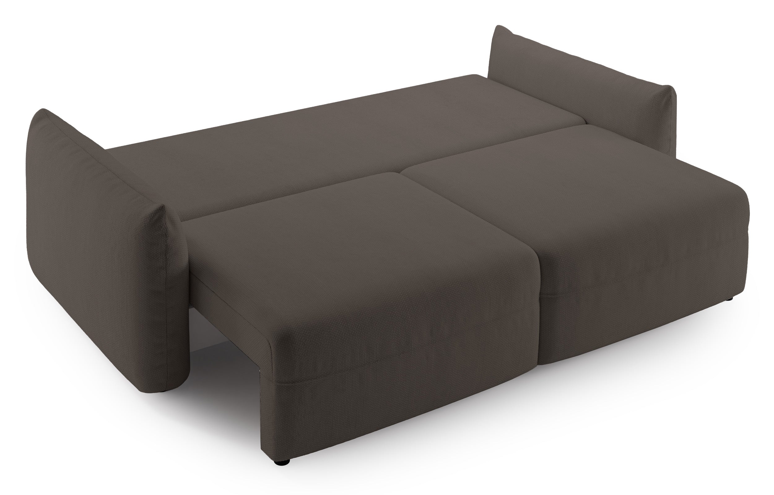 Dreisitziges ausziehbares Sofa Theolla mit Stauraum, braunes Chenille