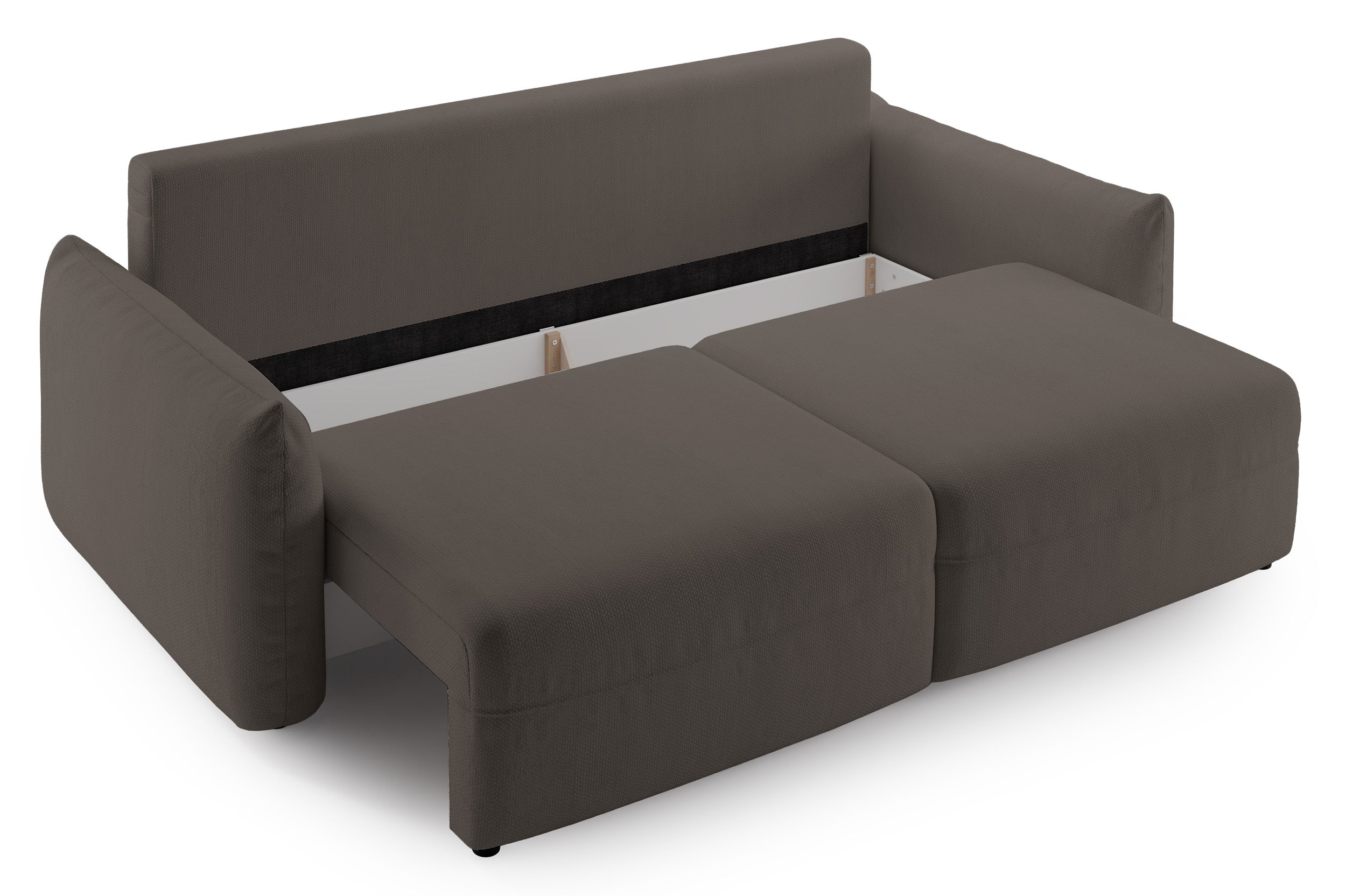 Dreisitziges ausziehbares Sofa Theolla mit Stauraum, braunes Chenille