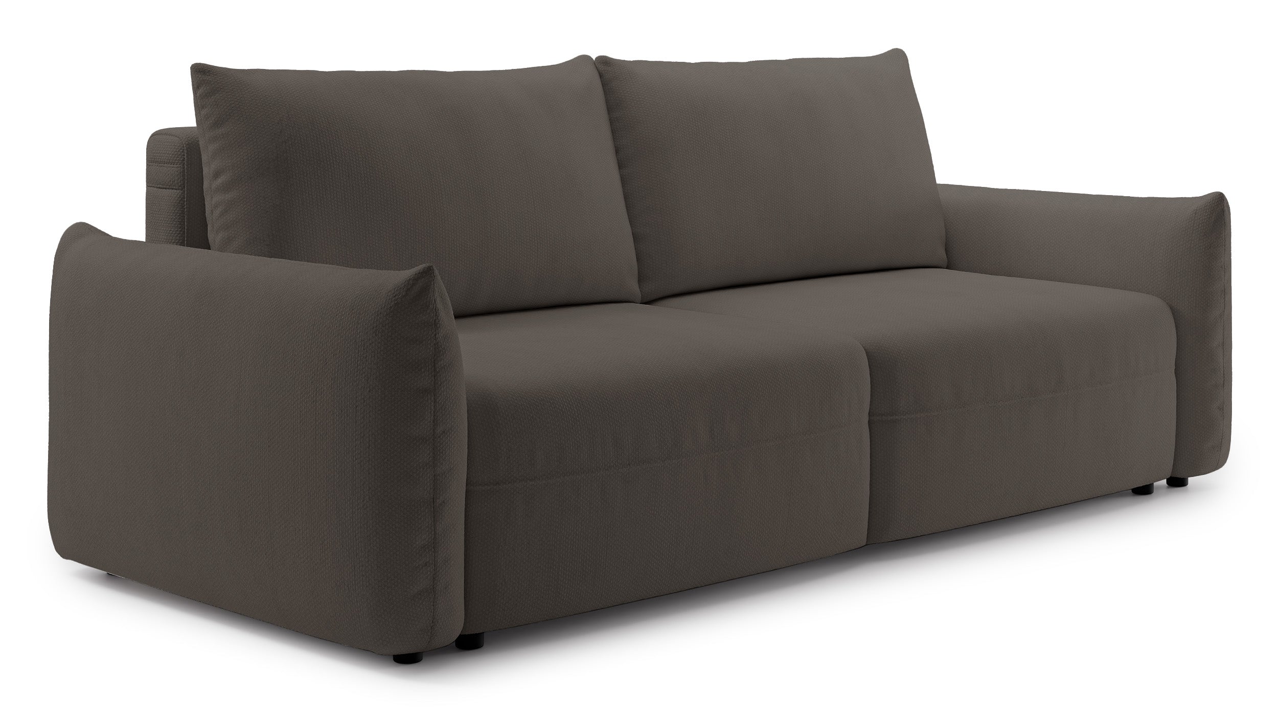 Dreisitziges ausziehbares Sofa Theolla mit Stauraum, braunes Chenille