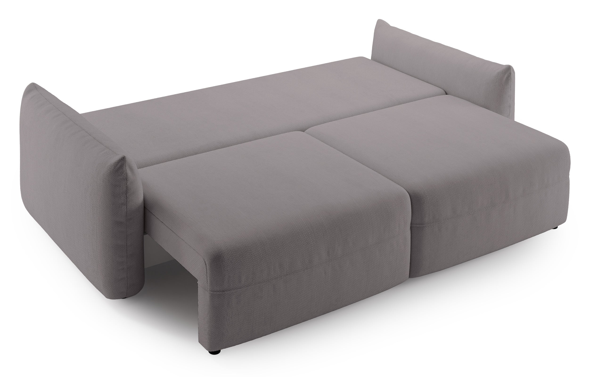 Dreisitziges ausklappbares Sofa Theolla mit Stauraum, grau-beige Chenille