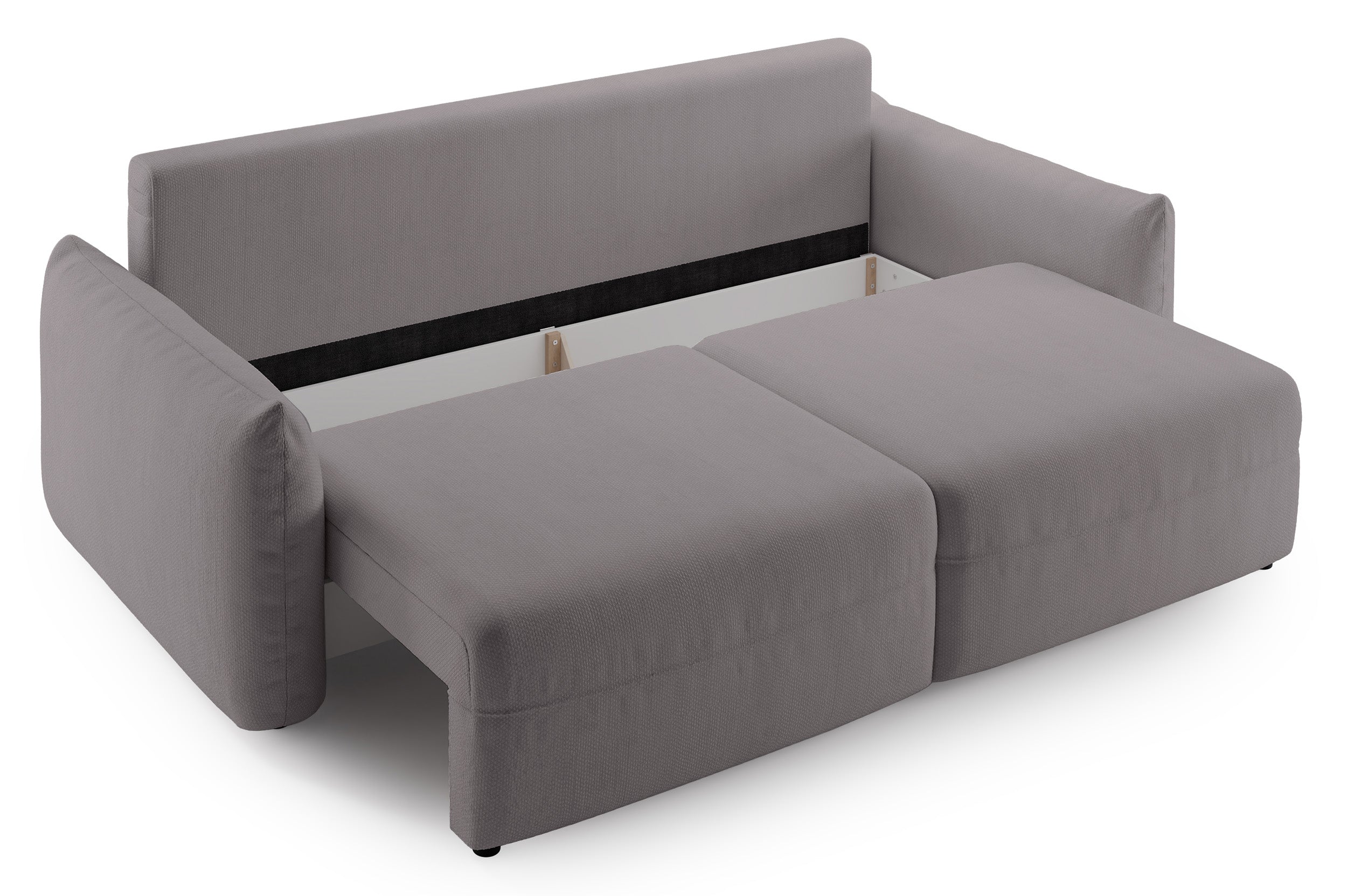Dreisitziges ausklappbares Sofa Theolla mit Stauraum, grau-beige Chenille