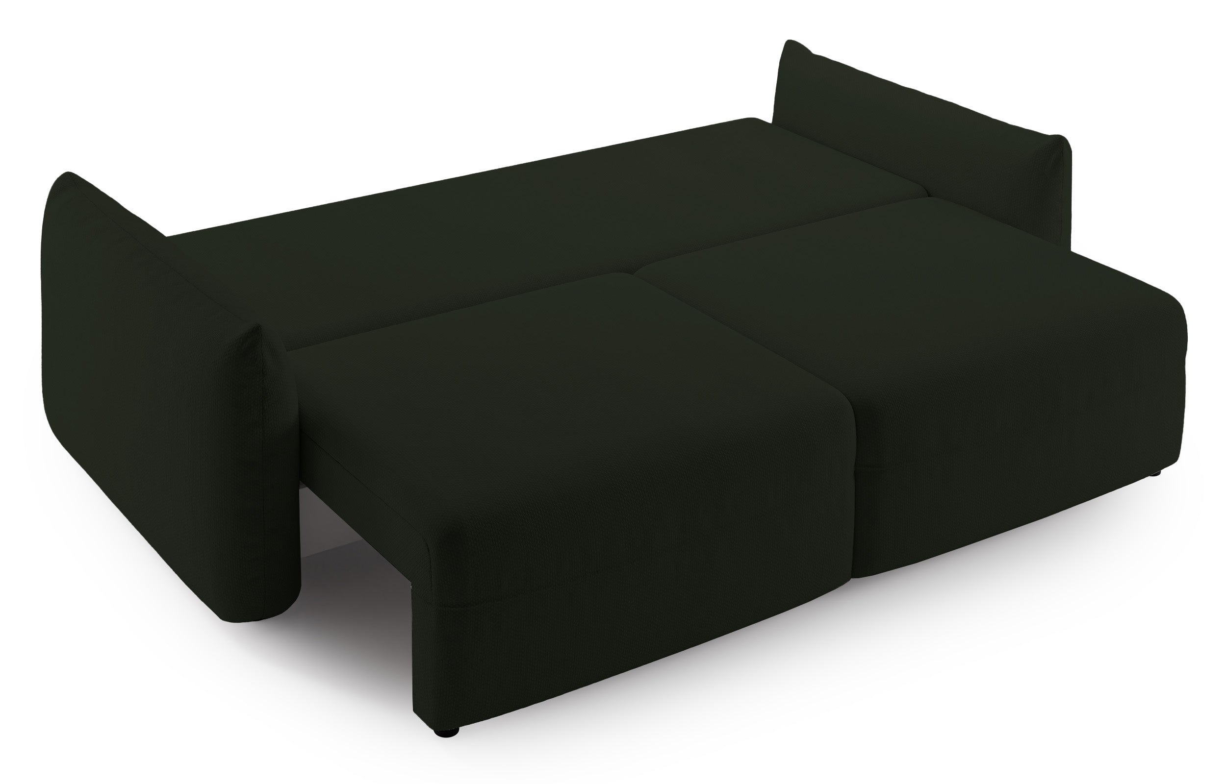 Dreisitziges ausklappbares Sofa Theolla mit Stauraum, grün Chenille