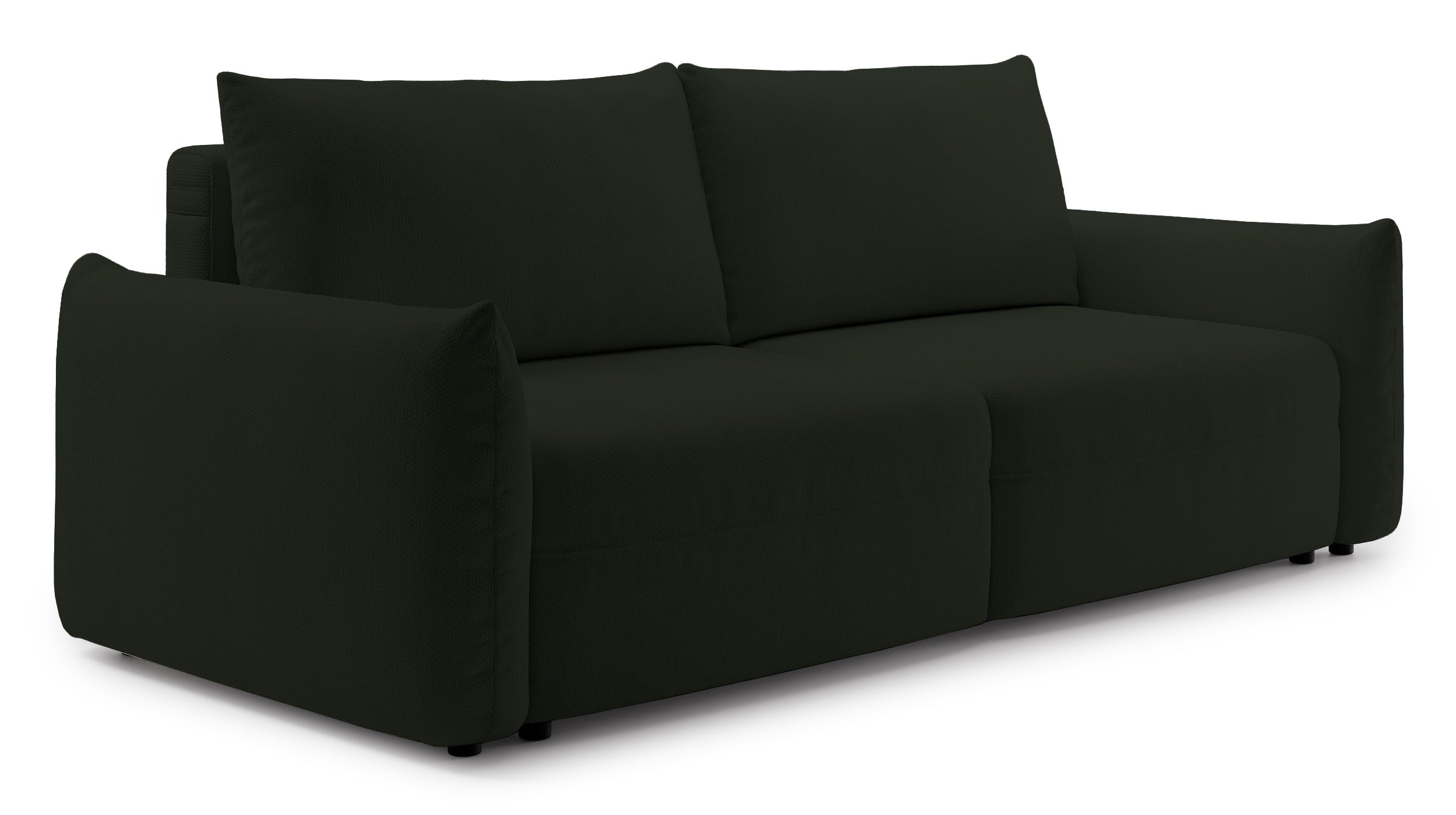 Dreisitziges ausklappbares Sofa Theolla mit Stauraum, grün Chenille