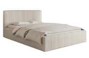 Polsterbett 180x200 cm Tilio mit Stauraum, Metallrahmen, cremefarben, dicker Cordstoff