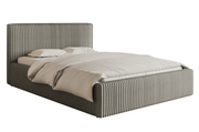 Polsterbett 140x200 cm Tilio mit Stauraum, Metallrahmen, grau-beige, dicker Cordstoff