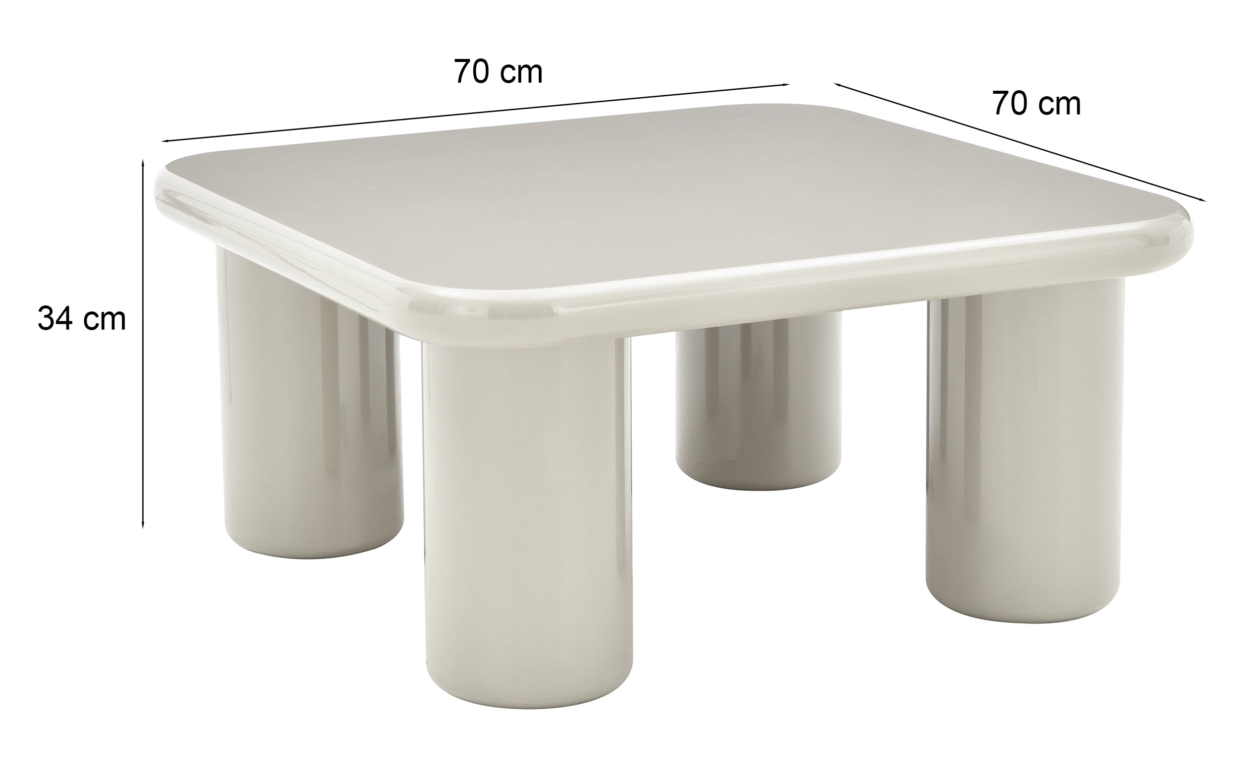 Vellity Couchtisch 70x70 cm beige Hochglanz