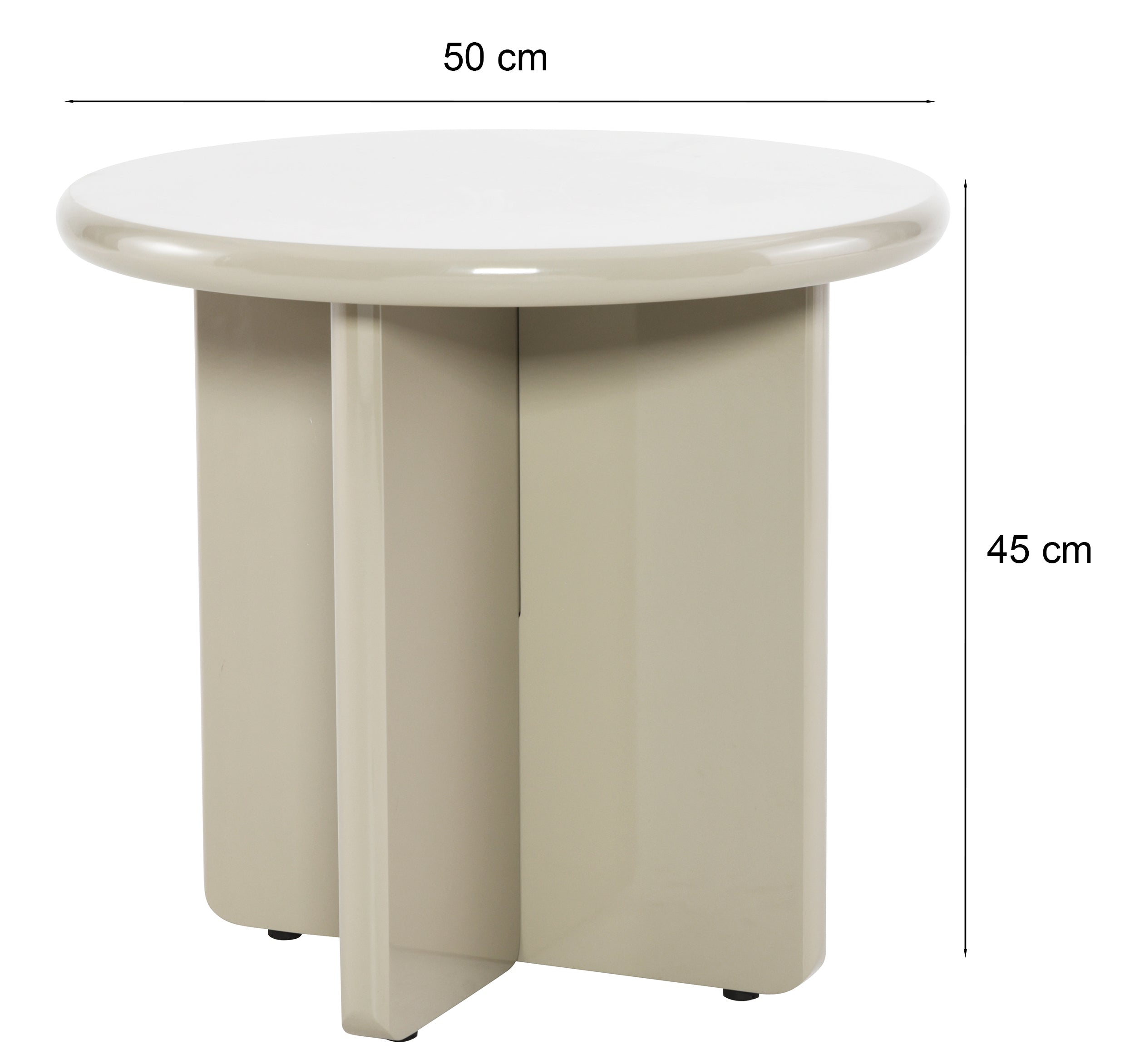 Couchtisch Compey Durchmesser 50 cm Beige Hochglanz