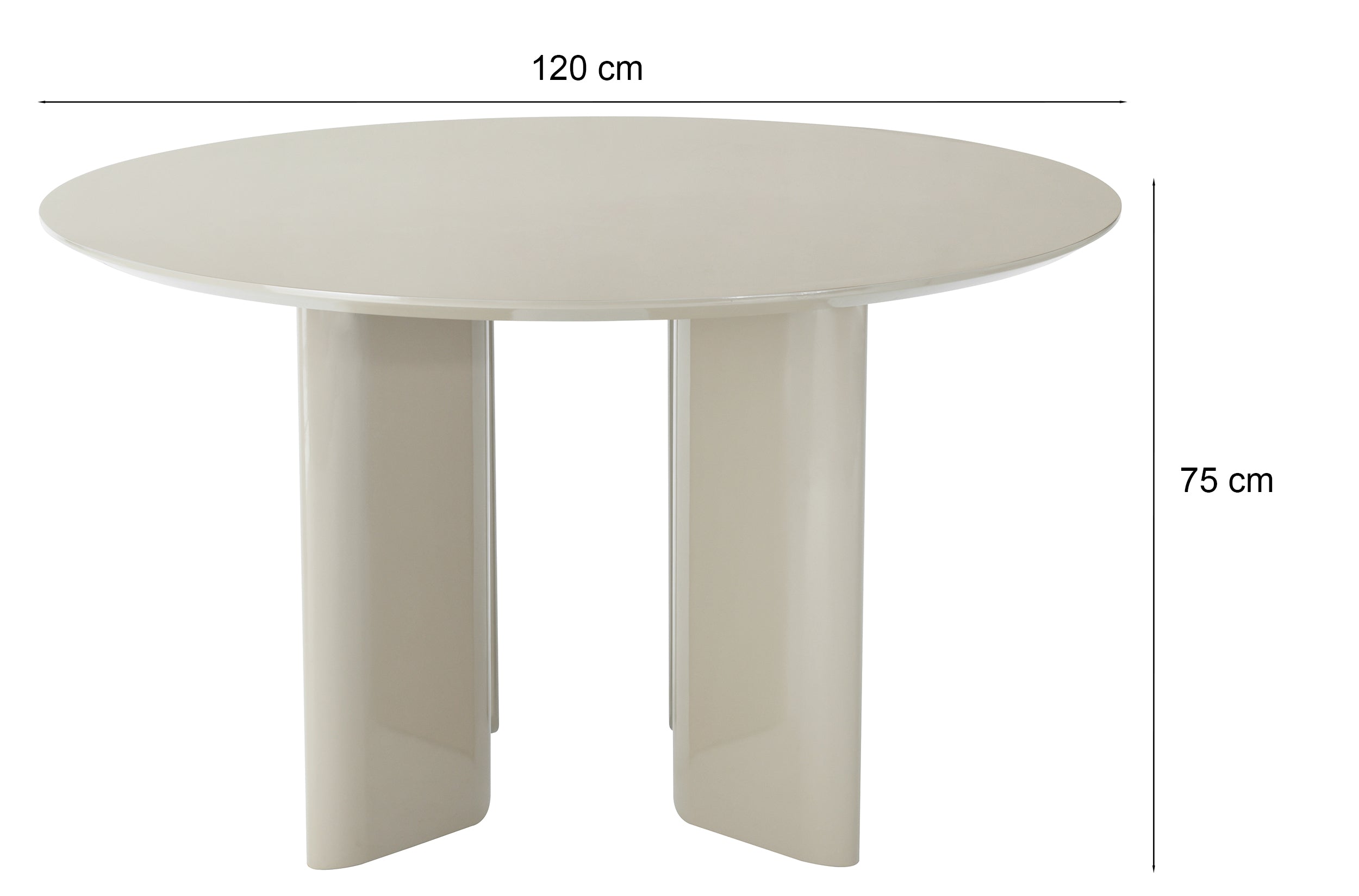 Esstisch Plowles Durchmesser 120 cm Beige Hochglanz