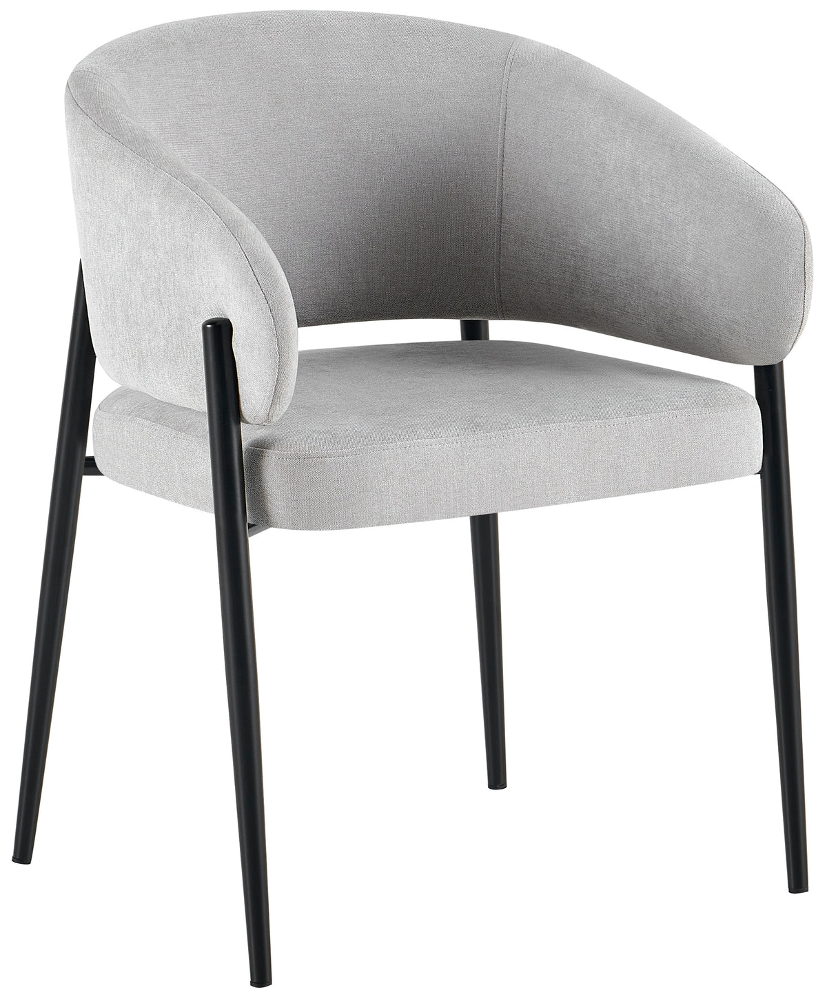 Gepolsterter Stuhl Resilly, grauer Chenille-Stoff / schwarze Beine
