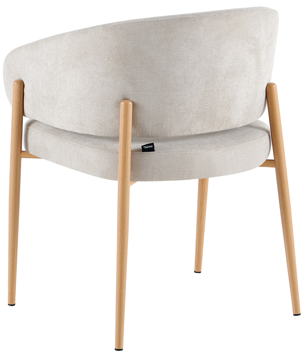 Polsterstuhl Resilly hellbeige Chenille / Beine aus natürlicher Eiche