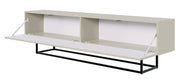 TV-Schrank Veldio mit gefräster Front 175 cm Grau-Beige mit schwarzen Beinen