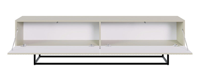 TV-Schrank Veldio mit gefräster Front 175 cm Grau-Beige mit schwarzen Beinen
