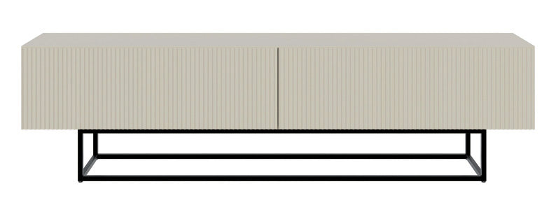 TV-Schrank Veldio mit gefräster Front 175 cm Grau-Beige mit schwarzen Beinen