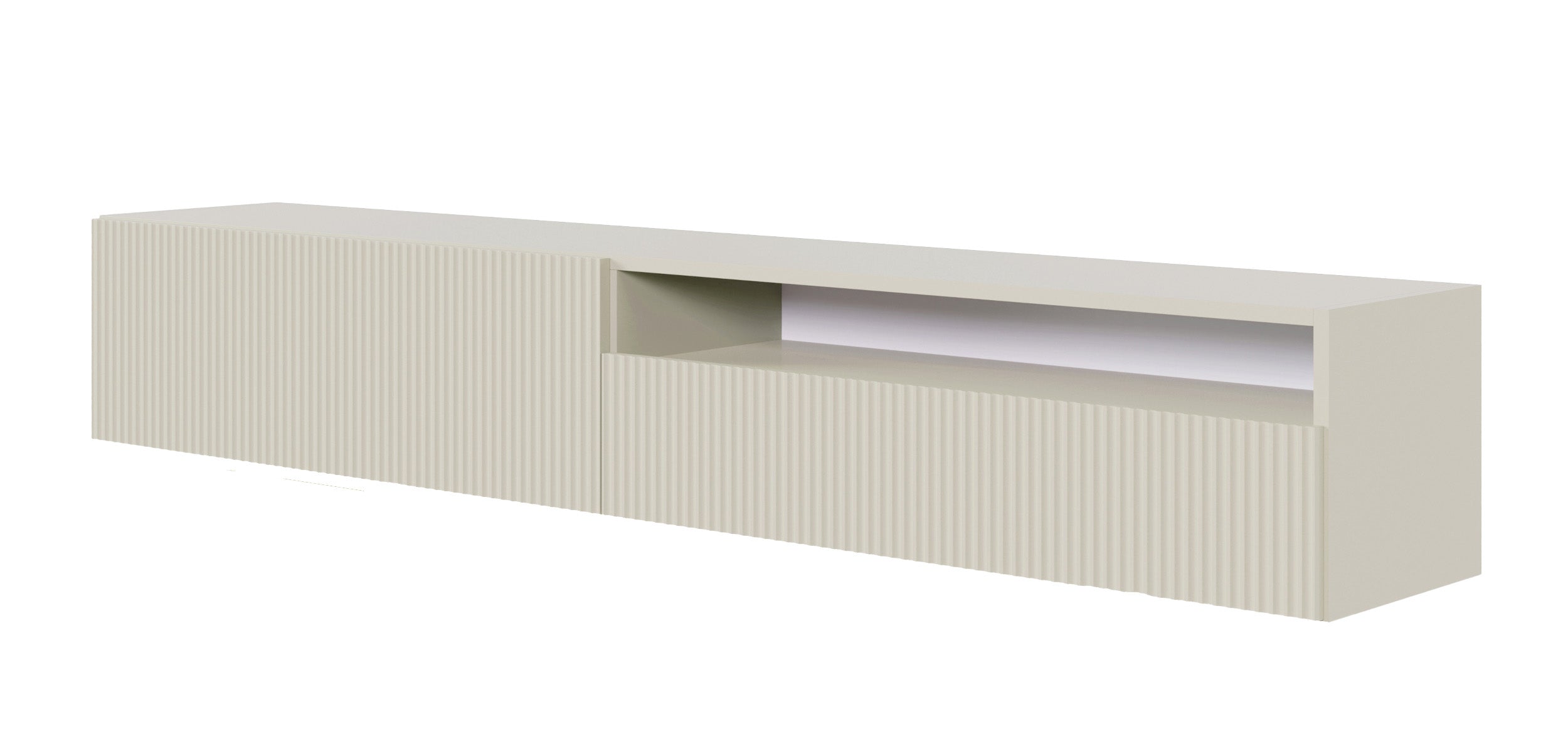 TV-Schrank Veldio mit gefräster Front und Nische, 175 cm, Grau-Beige, hängend