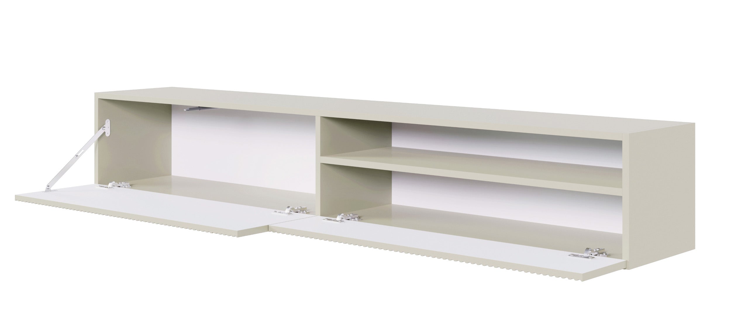 TV-Schrank Veldio mit gefräster Front und Nische, 175 cm, Grau-Beige, hängend