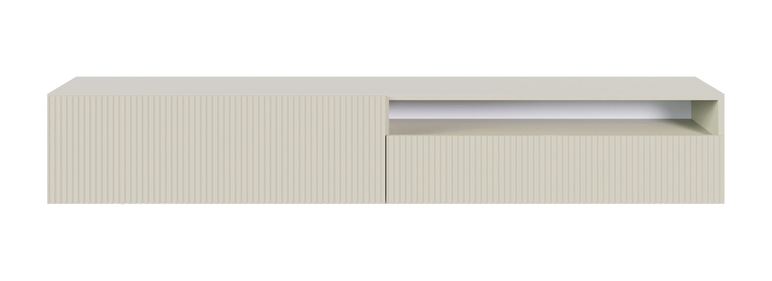 TV-Schrank Veldio mit gefräster Front und Nische, 175 cm, Grau-Beige, hängend