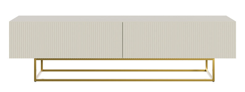 TV-Schrank Veldio mit gefräster Front 175 cm Grau-Beige mit goldenen Beinen