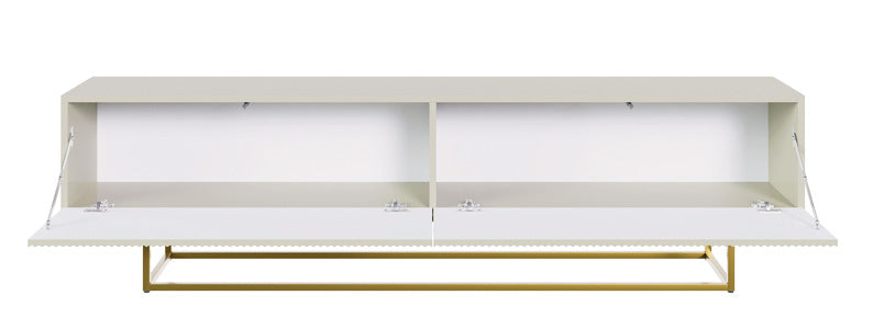 TV-Schrank Veldio mit gefräster Front 175 cm Grau-Beige mit goldenen Beinen