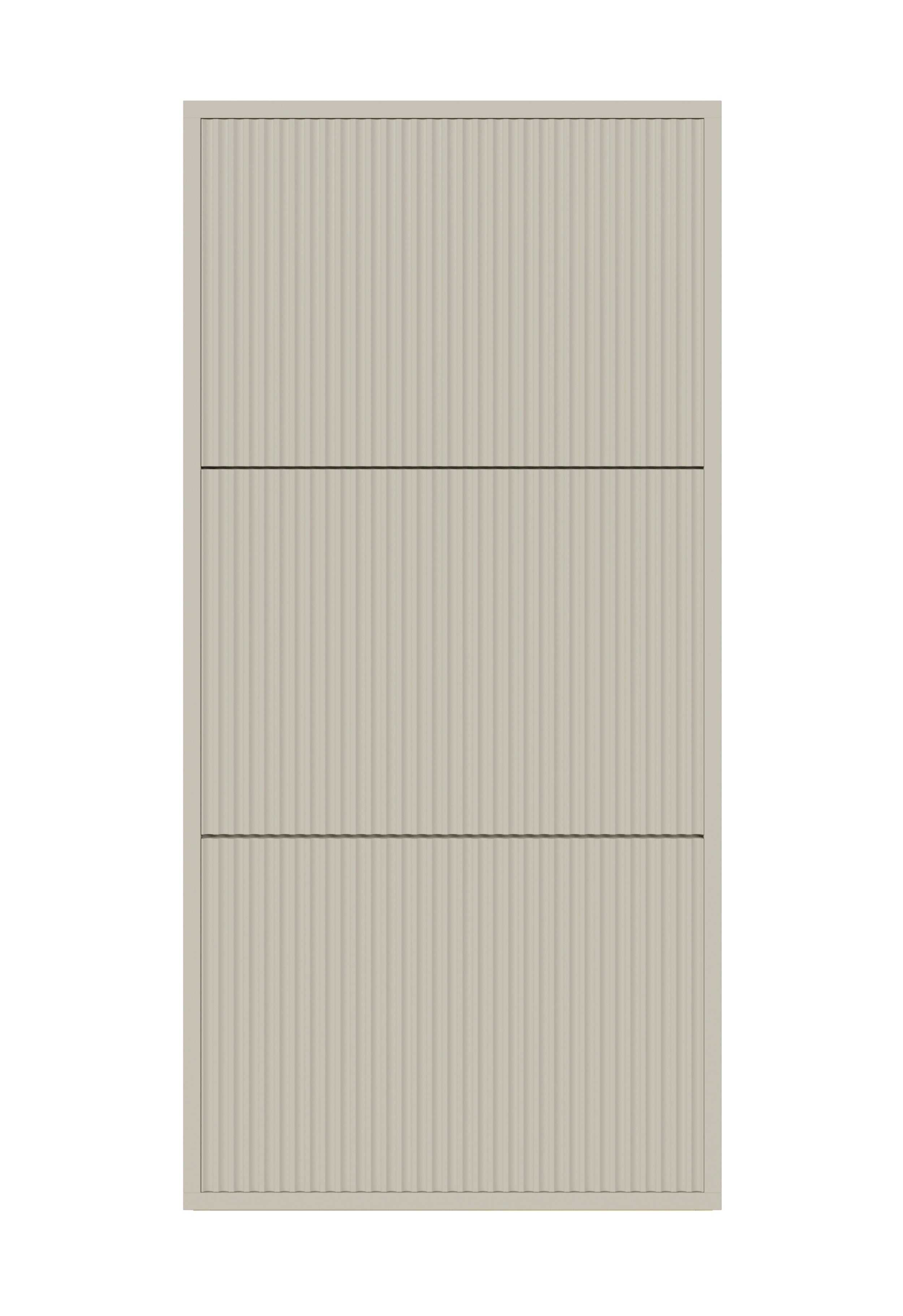 Schuhschrank Veldio mit gefräster Front und drei Fächern, 50 cm, Grau-Beige, zum Aufhängen