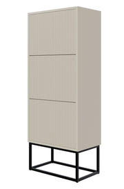 Schuhschrank Veldio mit gefräster Front und drei Fächern, 50 cm, grau-beige mit schwarzen Beinen