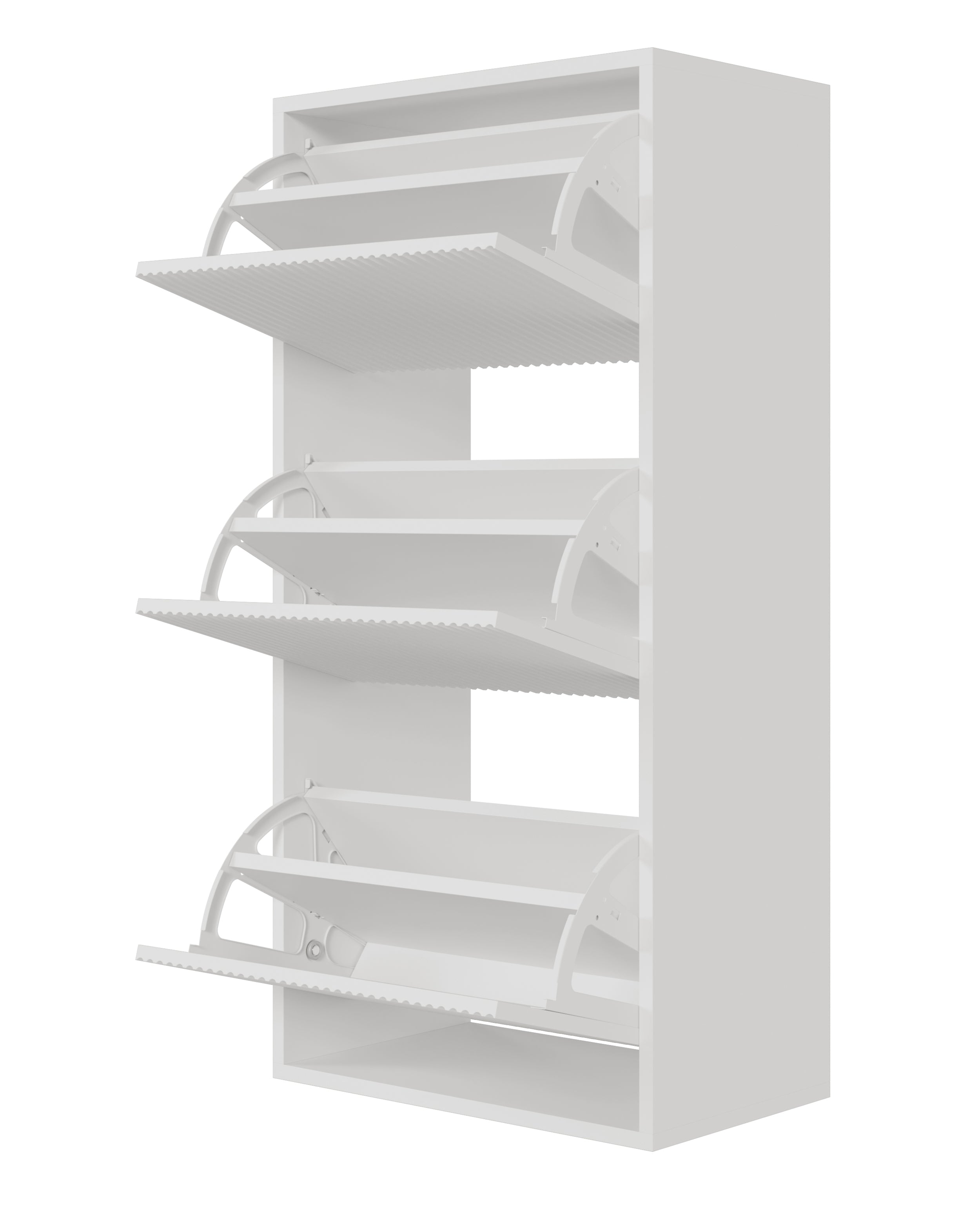 Schuhschrank Veldio mit gefräster Front und drei Fächern, 50 cm, Grau-Beige, zum Aufhängen