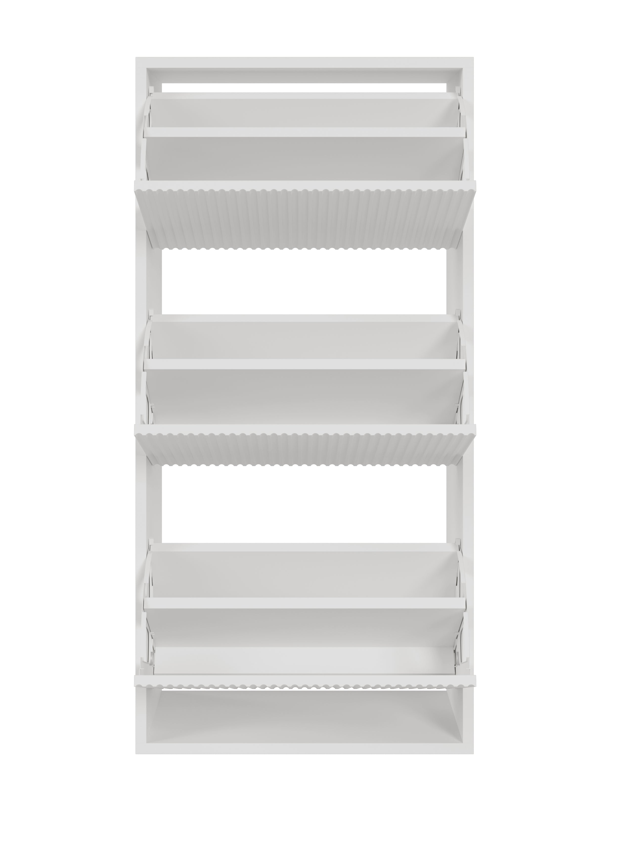 Veldio Schuhschrank mit gefräster Front und drei Fächern, 50 cm, weiß, hängend