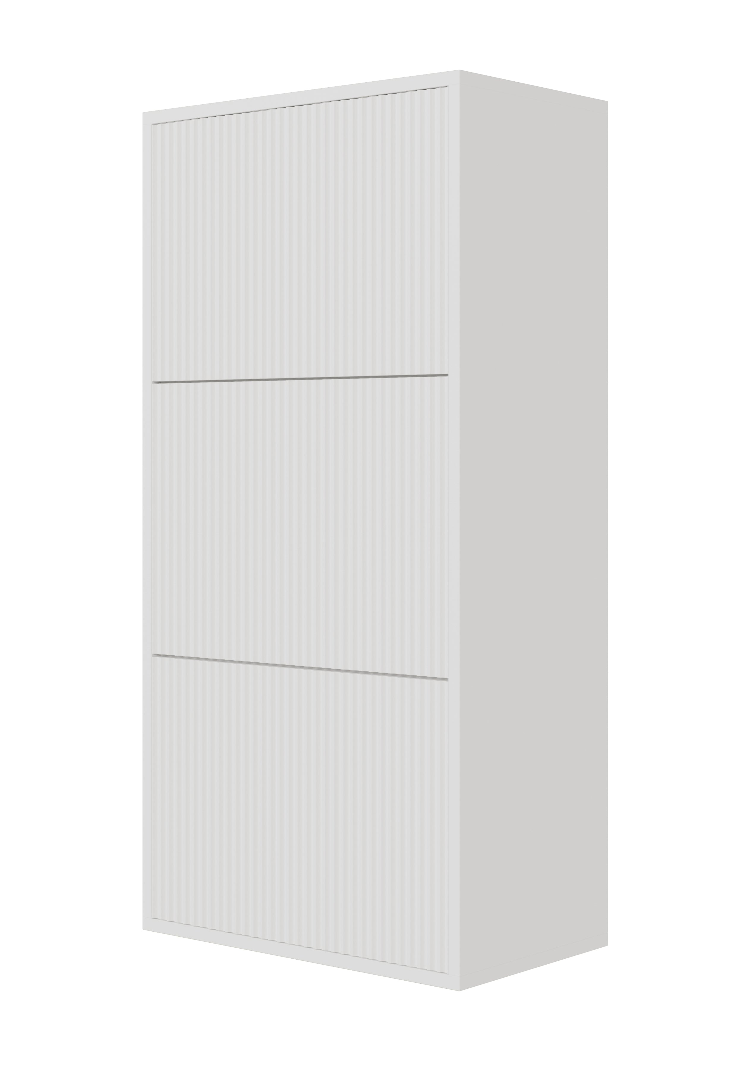 Schuhschrank Veldio mit gefräster Front und drei Fächern, 50 cm, Grau-Beige, zum Aufhängen