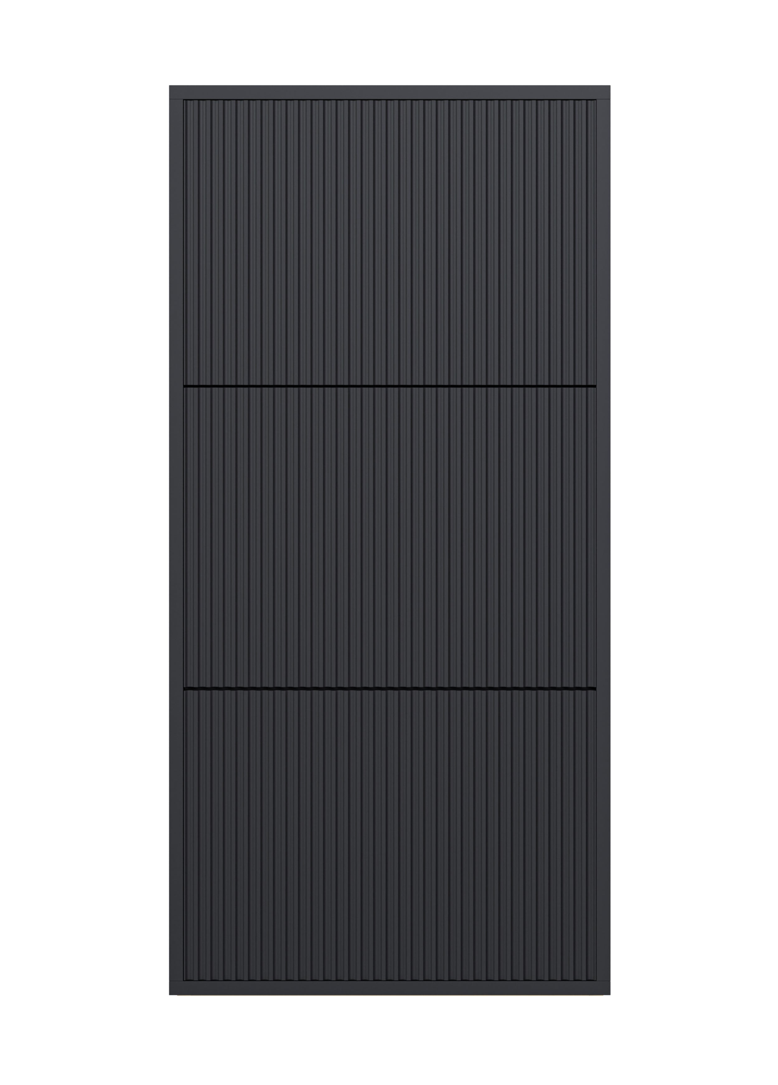 Veldio Schuhschrank mit gefräster Front und drei Fächern, 50 cm, schwarz, zum Aufhängen