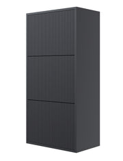 Veldio Schuhschrank mit gefräster Front und drei Fächern, 50 cm, schwarz, zum Aufhängen