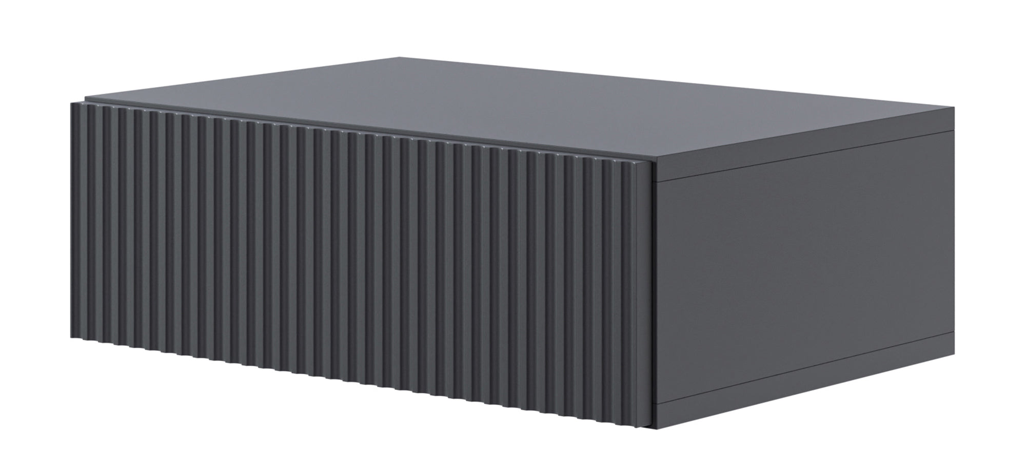 Nachttisch Veldio mit gefräster Front und Schublade 50 cm Schwarz hängend