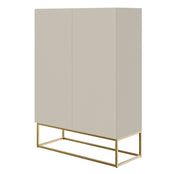 Zweiturige Kommode Veldio mit gefräster Front 90 cm Grau-Beige mit goldenen Beinen