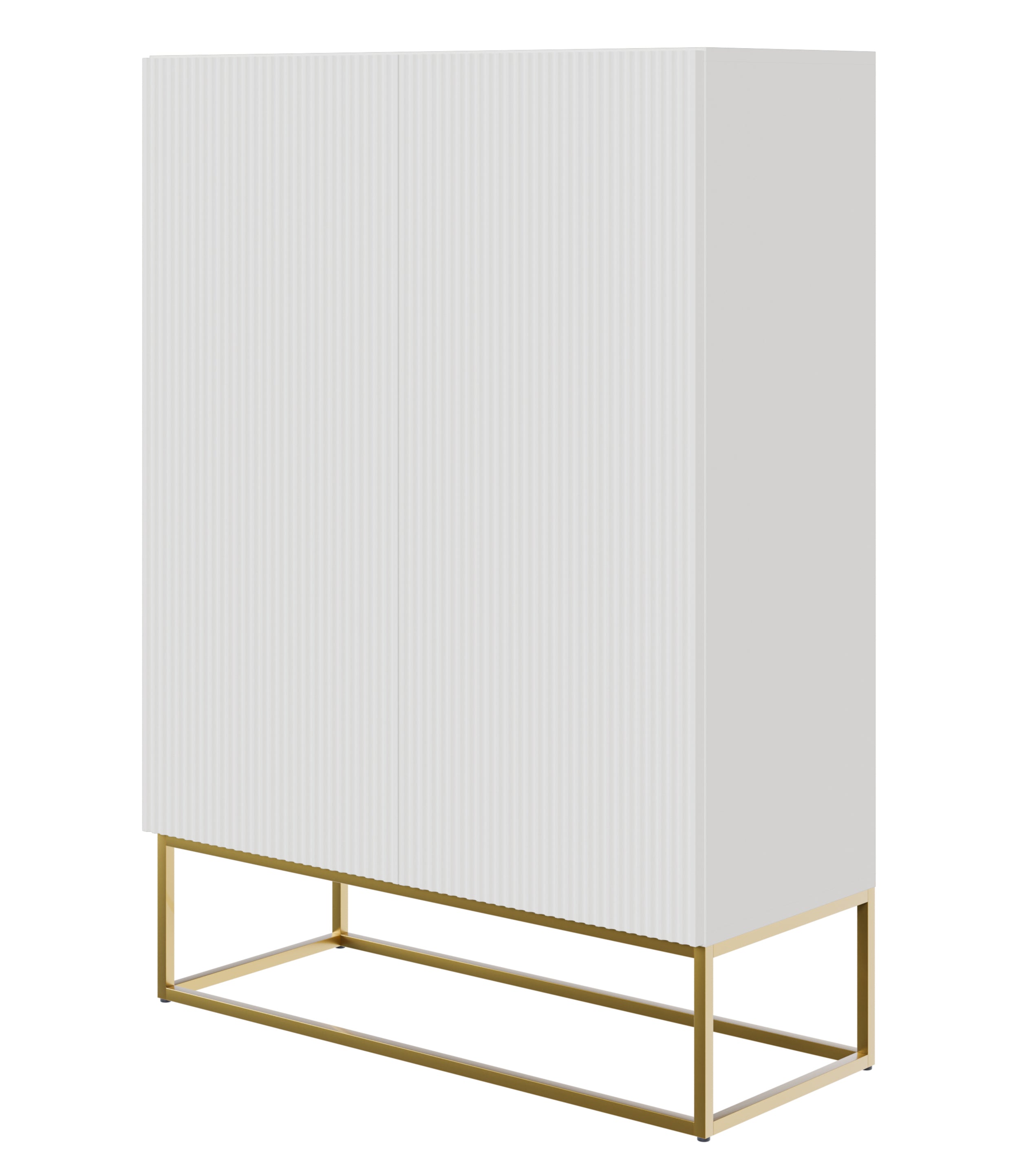 Zweiturige Kommode Veldio mit gefräster Front 90 cm Grau-Beige mit schwarzen Beinen