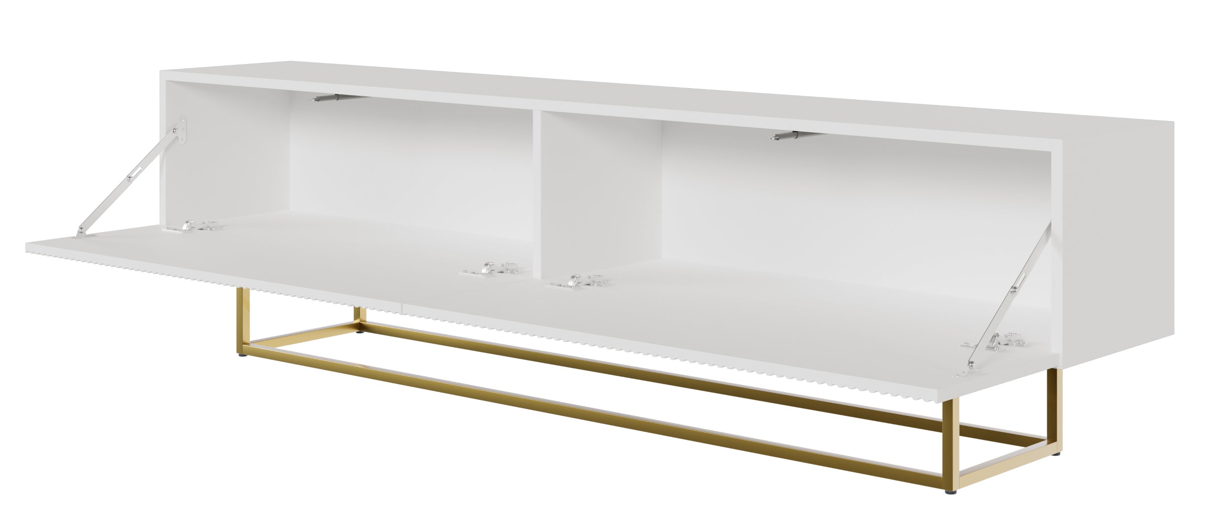 TV-Schrank Veldio mit gefräster Front 175 cm Grau-Beige mit schwarzen Beinen