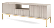 TV-Schrank Vellore 154 cm Kaschmir mit geriffelten Fronten und goldenem Gestell
