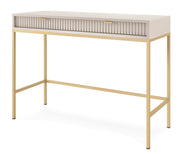Schminktisch-Schreibtisch Vellore 104 cm Kaschmir mit gerillten Fronten und goldenem Gestell