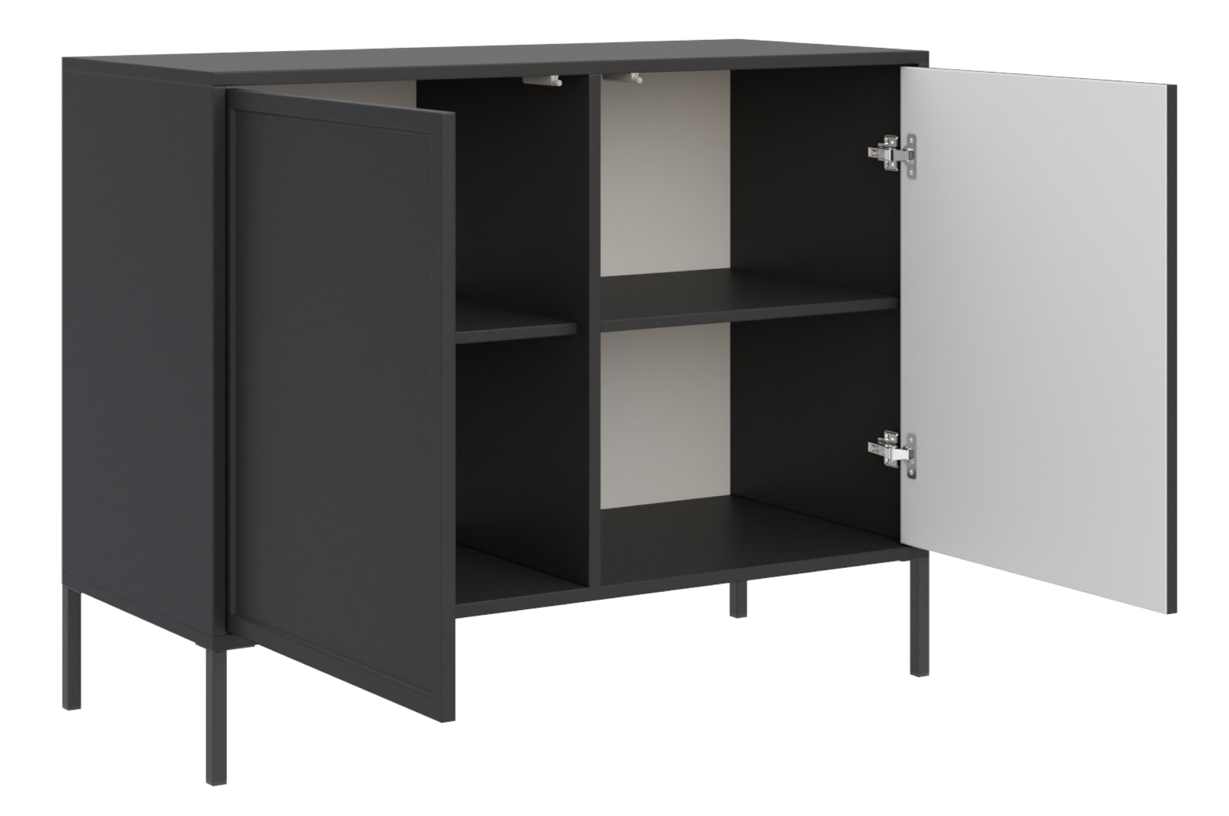 Velveto 100 cm zweiflügelige Kommode in Schwarz