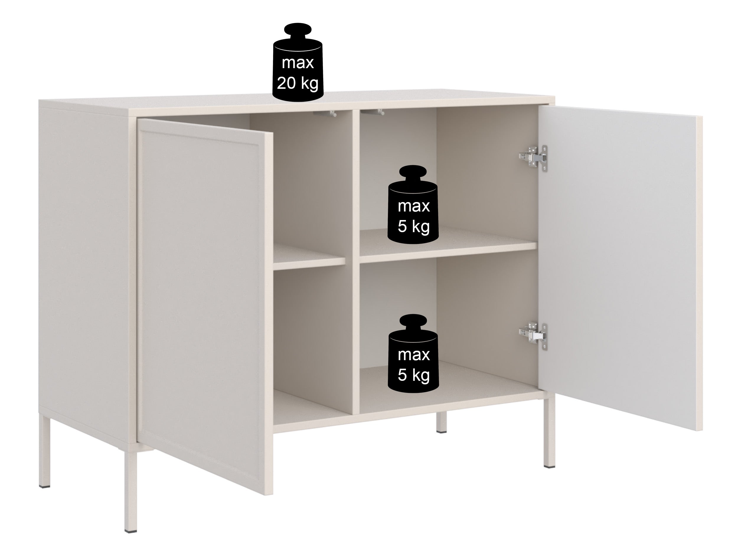 Velveto 100 cm Zweitürige Kommode Kaschmir