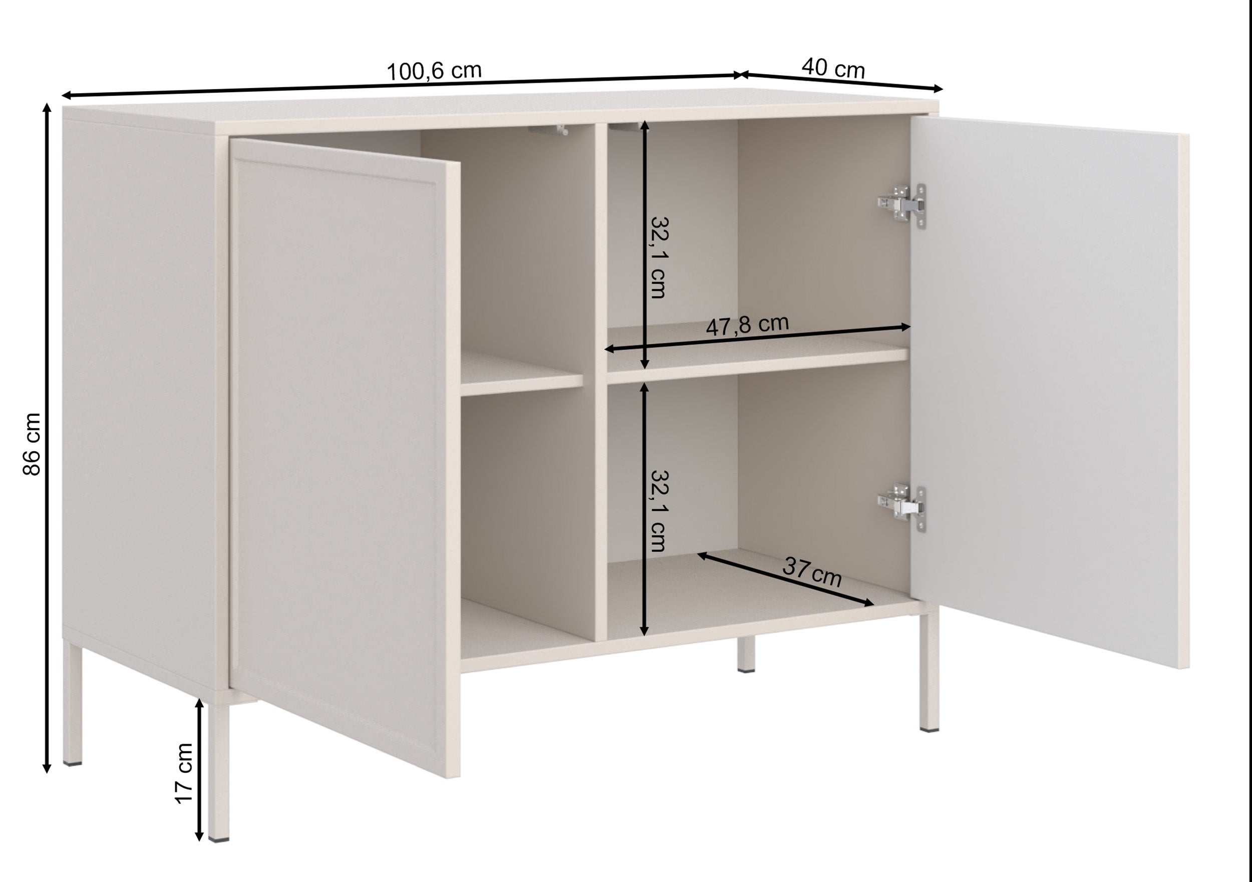 Velveto 100 cm Zweitürige Kommode Kaschmir