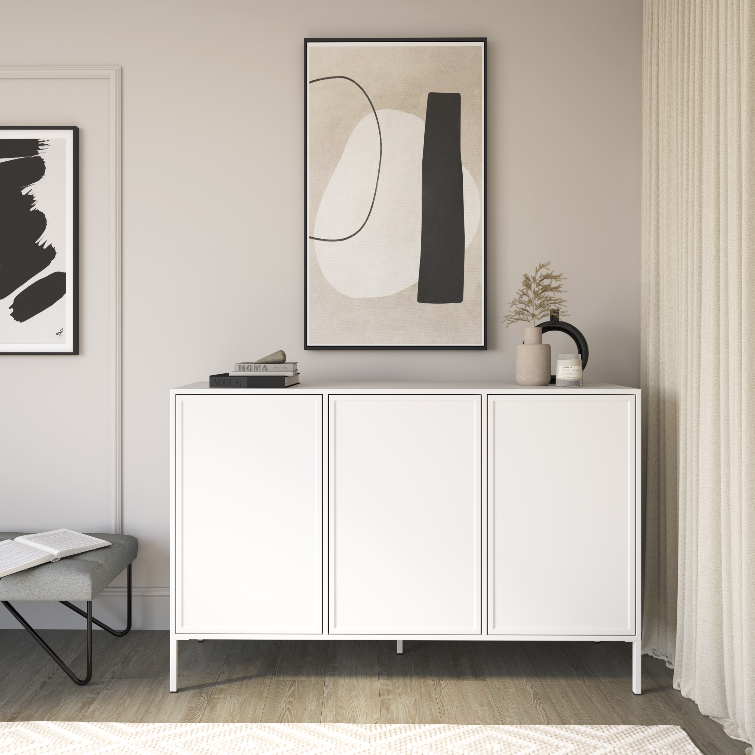 Drehtür-Kommode Velveto 150 cm Weiß