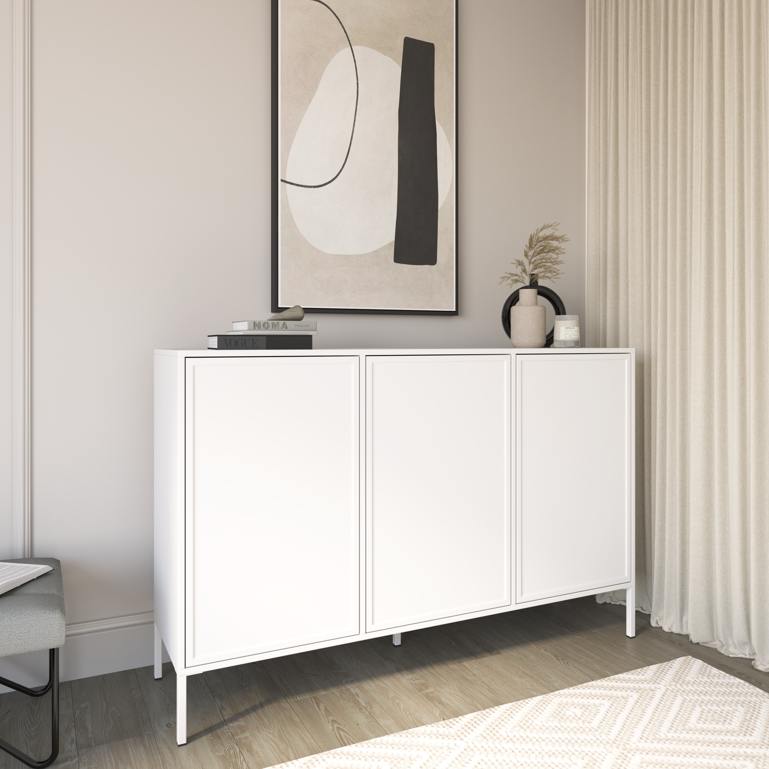 Drehtür-Kommode Velveto 150 cm Weiß
