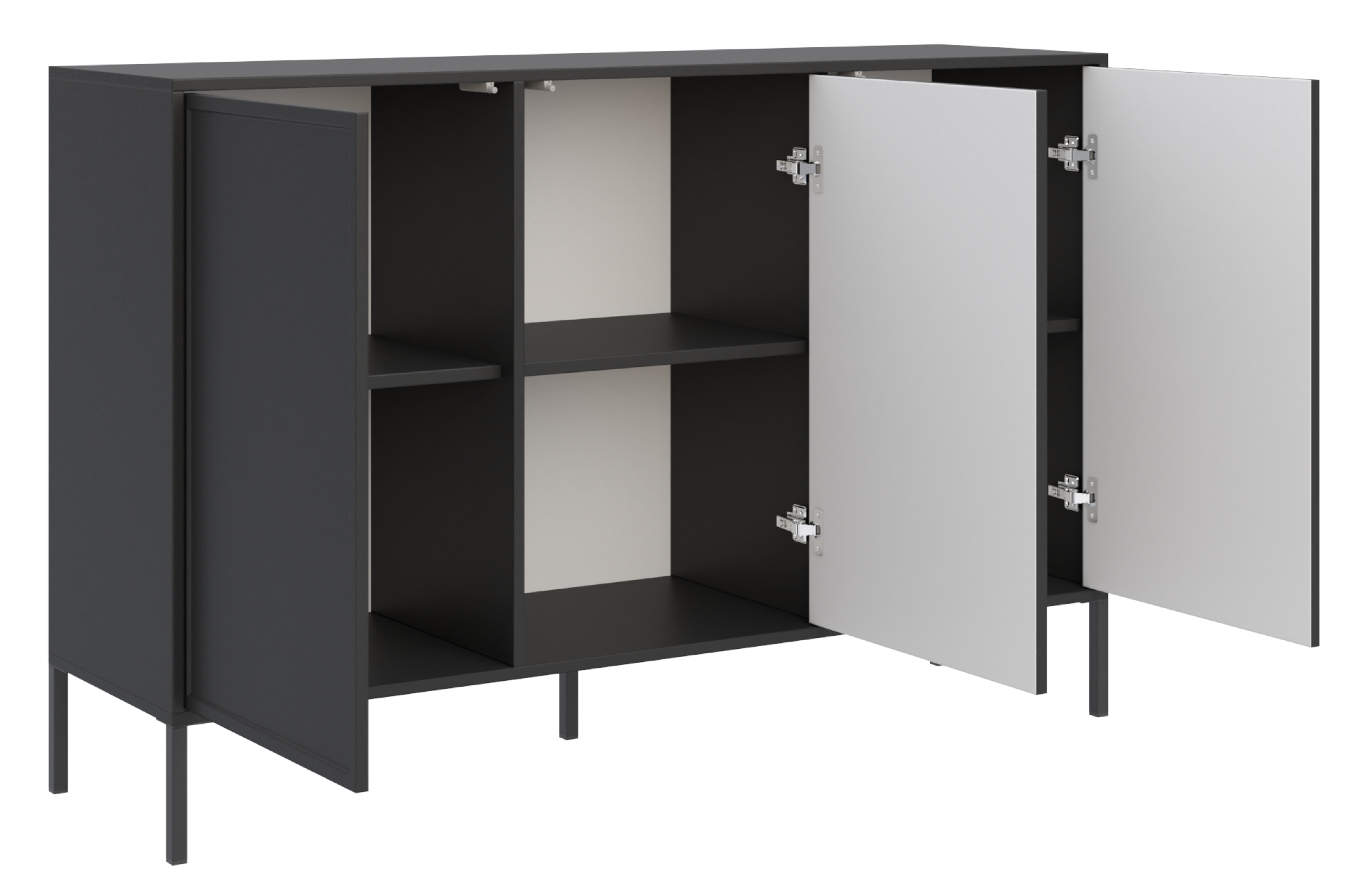Velveto dreitürige Kommode 150 cm schwarz